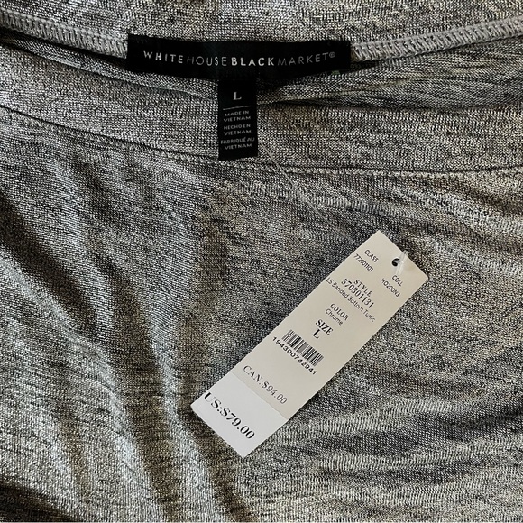 White House Black Market Women’s Tunic with Banded Bottom - Silver Metallic - Picture 4 of 4